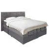 Fredriks Lit boxspring Newborough - Tissu - Gris clair / Gris foncé