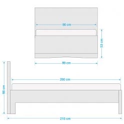 Wiemann Lit en bois massif Lido - Partiellement en chêne massif - 90 x 200cm - En partie en bois massif -Lits & literie Soldes 1000144669 210830 09025400010 SKETCH DETAILS P000000001000144669 sketch