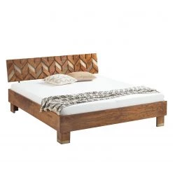 Ars manufacti Lit en bois massif Yao - Acacia massif / Métal - Acacia / Doré