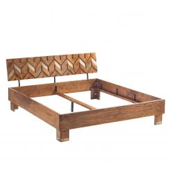 Ars manufacti Lit en bois massif Yao - Acacia massif / Métal - Acacia / Doré -Lits & literie Soldes 1000145314 190705 11161000003 DETAILS P000000001000145314