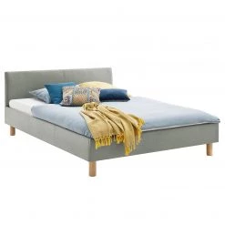 Meise.möbel Lit capitonné Lena - Tissu - Gris clair - 120 x 200cm