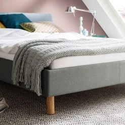 Meise.möbel Lit capitonné Lena - Tissu - Gris clair - 120 x 200cm -Lits & literie Soldes 1000150189 181220 16400600033 GALLERYIMAGES P000000001000150189