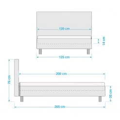 Meise.möbel Lit capitonné Lena - Tissu - Gris clair - 120 x 200cm -Lits & literie Soldes 1000150189 181220 16400700036 GALLERYIMAGES P000000001000150189