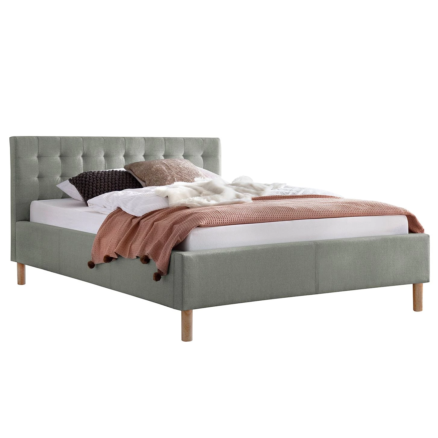 Meise.möbel Lit capitonné Malin - Tissu - Gris clair - 120 x 200cm 1 Meise.möbel Lit capitonné Malin - Tissu - Gris clair - 120 x 200cm