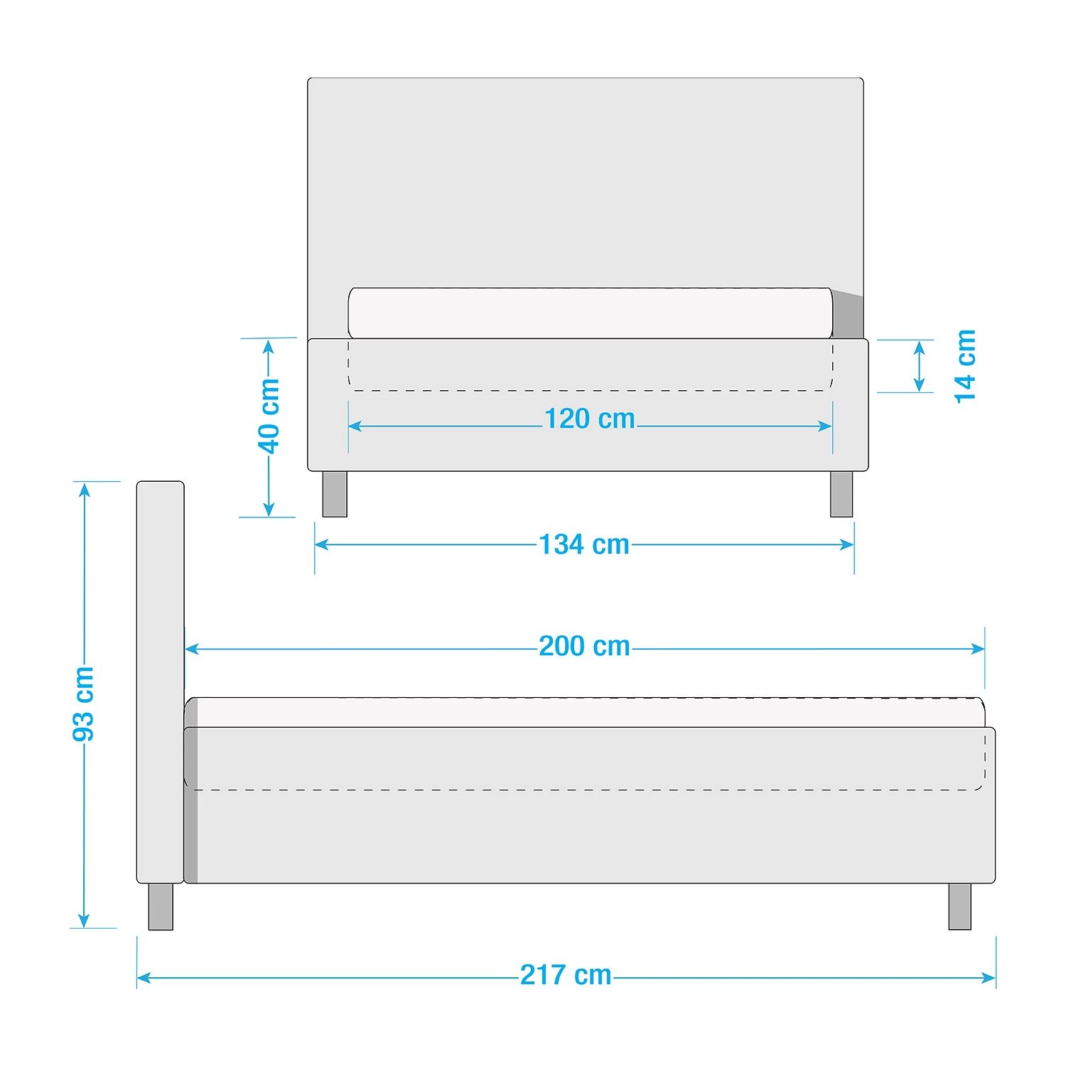 Meise.möbel Lit capitonné Malin - Tissu - Gris clair - 120 x 200cm 6 Meise.möbel Lit capitonné Malin - Tissu - Gris clair - 120 x 200cm – Image 6