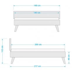 Ars Natura Lit en bois massif Kampala - Chêne des marais massif - 140 x 200cm -Lits & literie Soldes 1000153467 210707 14033800039 SKETCH DETAILS P000000001000153467 sketch