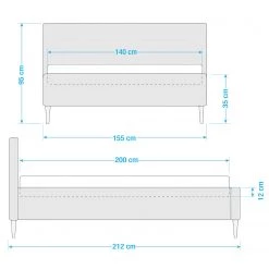 Mørteens Lit capitonné Nowra - Tissu - Bleu clair - 140 x 200cm -Lits & literie Soldes 1000174127 210705 06071500005 SKETCH DETAILS P000000001000174127 sketch