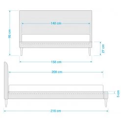 Mørteens Lit capitonné Eden Hill - Tissu - Gris - 140 x 200cm -Lits & literie Soldes 1000174137 210705 06071600012 SKETCH DETAILS P000000001000174137 sketch