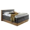 Naturoo Lit boxspring Moneta - Tissu - Partiellement en chêne massif - Gris - 180 x 200cm - D3 medium