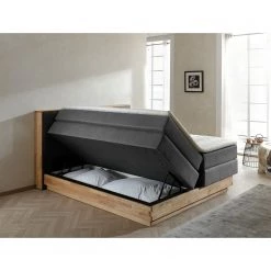 Naturoo Lit boxspring Moneta - Tissu - Partiellement en chêne massif - Gris - 180 x 200cm - D3 medium -Lits & literie Soldes 1000175853 190703 16140800881 MOOD GALLERYIMAGES P000000001000175853 mood