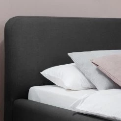 Meise.möbel Lit capitonné Mattis - Tissu / Chêne massif - Anthracite - 140 x 200cm -Lits & literie Soldes 1000176625 190819 10185500064 DETAILS P000000001000176625