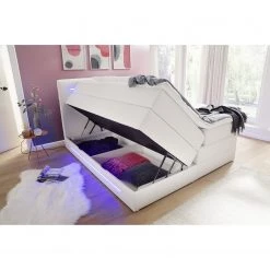 Meise.möbel Lit boxspring Lights - Imitation cuir - Blanc - 180 x 200cm - 2 tiroirs de lit -Lits & literie Soldes 1000176631 210106 08203700034 MOOD DETAILS P000000001000176631 mood