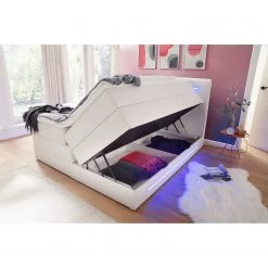 Meise.möbel Lit boxspring Lights - Imitation cuir - Blanc - 180 x 200cm - 2 tiroirs de lit -Lits & literie Soldes 1000176631 210106 08204000035 MOOD DETAILS P000000001000176631 mood