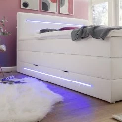 Meise.möbel Lit boxspring Lights - Imitation cuir - Blanc - 180 x 200cm - 2 tiroirs de lit -Lits & literie Soldes 1000176631 210106 08204900038 MOOD DETAILS P000000001000176631 mood