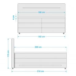 Meise.möbel Lit boxspring Lights - Imitation cuir - Blanc - 180 x 200cm - 2 tiroirs de lit -Lits & literie Soldes 1000176631 210106 08210000041 SKETCH DETAILS P000000001000176631 sketch