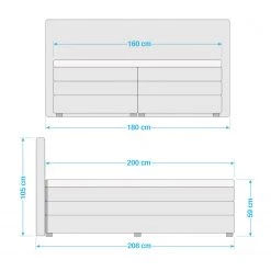 Loftscape Lit boxspring Maho - Tissu - Avec Tiroirs de lit - 160 x 200cm -Lits & literie Soldes 1000179076 190731 10193400036 SKETCH DETAILS P000000001000179076 sketch