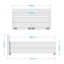 Loftscape Lit boxspring Pitigala - Tissu - Avec Tiroirs de lit - 140 x 200cm -Lits & literie Soldes 1000179079 190731 10193400051 SKETCH DETAILS P000000001000179079 sketch