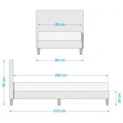 Fredriks Lit capitonné Drove - Gris lumineux - 90 x 200cm -Lits & literie Soldes 1000182664 210623 08380000030 SKETCH DETAILS P000000001000182664 sketch
