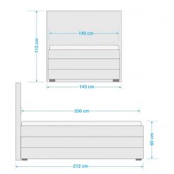 Loftscape Lit boxspring Griggs - Revêtement : tissu ainsi que le coffre de lit - Menthe - 140 x 200cm -Lits & literie Soldes 1000199604 210720 07113700001 SKETCH DETAILS P000000001000199604 sketch