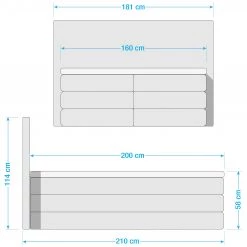Loftscape Lit boxspring Sunol I - Lit boxspring Sunol I avec cadre de lit - Gris - 160 x 200cm -Lits & literie Soldes 1000199704 210709 11594200037 SKETCH DETAILS P000000001000199704 sketch