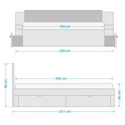 Neue Modular Lit en bois massif Parma III - Duramen de hêtre massif - 160 x 200cm -Lits & literie Soldes 1000201451 210728 11342900006 SKETCH DETAILS P000000001000201451 sketch
