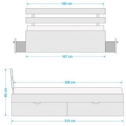 Neue Modular Lit en bois massif Parma I - Duramen de hêtre massif - 160 x 200cm -Lits & literie Soldes 1000201463 210830 09025700020 SKETCH DETAILS P000000001000201463 sketch