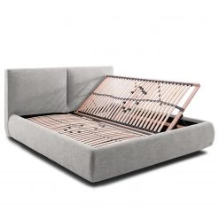 Meise.möbel Lit capitonné Atesio III - Avec tête de lit à effet coussin et tiroir de lit et matelas - Gris clair - D2 souple -Lits & literie Soldes 1000206867 201030 11443500021 DETAILS P000000001000206867