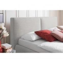 Meise.möbel Lit capitonné Atesio III - Avec tête de lit à effet coussin et tiroir de lit et matelas - Gris clair - D2 souple -Lits & literie Soldes 1000206867 201030 11444000027 DETAILS P000000001000206867