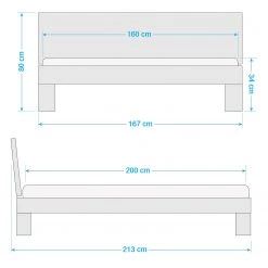 Neue Modular Lit en bois massif Provence II - Duramen de hêtre massif - 160 x 200cm -Lits & literie Soldes 1000207405 200225 17002000010 SKETCH DETAILS P000000001000207405 sketch