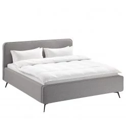 Mørteens Lit capitonné Karelia I - Tissu structuré Mali: Gris - 180 x 200cm - Sans espace de rangement