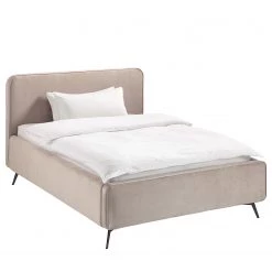 Mørteens Lit capitonné Karelia II - Velours Ravi: Beige - 140 x 200cm - Sans espace de rangement
