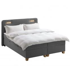Ars Natura Lit boxspring Woodmore - Éclairage inclus - Gris foncé - 160 x 200cm