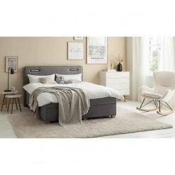 Ars Natura Lit boxspring Woodmore - Éclairage inclus - Gris foncé - 160 x 200cm -Lits & literie Soldes 1000208296 200618 10461500029 MOOD DETAILS P000000001000208296 mood