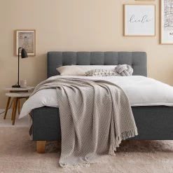 Ars Natura Lit capitonné Woodlake I - Tissu structuré Mali: Gris foncé - 140 x 200cm - Sans espace de rangement -Lits & literie Soldes 1000208308 200619 18260000032 MOOD DETAILS P000000001000208308 mood
