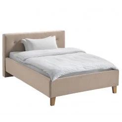 Ars Natura Lit capitonné Woodlake II - Velours Ravi: Beige - 140 x 200cm - Sans espace de rangement