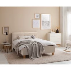 Ars Natura Lit capitonné Woodlake II - Velours Ravi: Beige - 140 x 200cm - Sans espace de rangement -Lits & literie Soldes 1000208322 200619 18264300059 MOOD DETAILS P000000001000208322 mood
