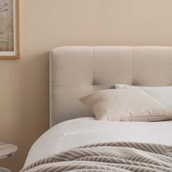 Ars Natura Lit capitonné Woodlake II - Velours Ravi: Beige - 140 x 200cm - Sans espace de rangement -Lits & literie Soldes 1000208322 200619 18264700062 DETAILS P000000001000208322