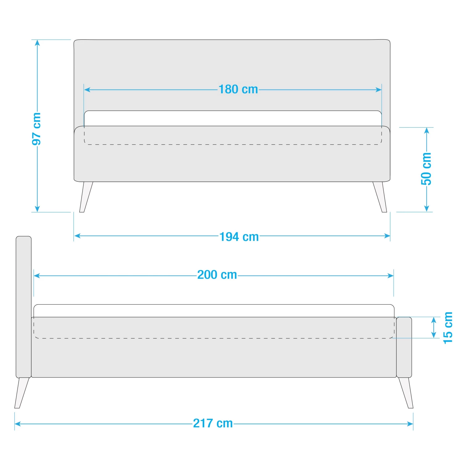 Mørteens Lit capitonné Kaarina - Tissu structuré Mali: Pétrole - 180 x 200cm - Sans espace de rangement 10 Mørteens Lit capitonné Kaarina - Tissu structuré Mali: Pétrole - 180 x 200cm - Sans espace de rangement – Image 10