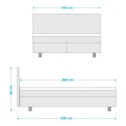 Loftscape Lit boxspring Boyceville - Gris lumineux - 140 x 200cm -Lits & literie Soldes 1000213255 210623 08380000038 SKETCH DETAILS P000000001000213255 sketch