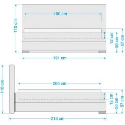Meise.möbel Lit capitonné Chicago - Anthracite -Lits & literie Soldes 1000213910 200514 14300300026 SKETCH DETAILS P000000001000213910 sketch