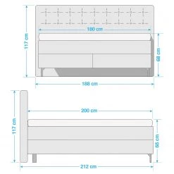 Loftscape Lit boxspring Cooling - Bleu clair - D3 medium -Lits & literie Soldes 1000217696 200710 13244700067 SKETCH DETAILS P000000001000217696 sketch