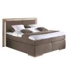 Naturoo Lit boxspring Marcel I - Tissu - Partiellement en chêne massif - Marron noix de coco - 160 x 200cm - D4 ferme