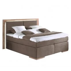 Naturoo Lit boxspring Marcel I - Tissu - Partiellement en chêne massif - Marron noix de coco - 160 x 200cm - D4 ferme