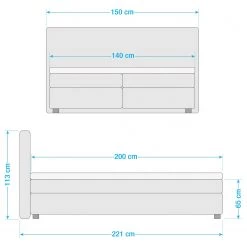 Loftscape Lit boxspring Cape May - Noir - 140 x 200cm - D3 medium -Lits & literie Soldes 1000219291 200727 08173300005 SKETCH DETAILS P000000001000219291 sketch