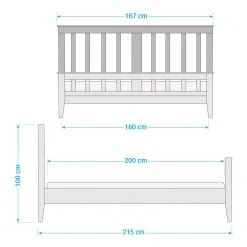Maison Belfort Lit en bois massif Lavalle - Pin massif - Pin / Gris clair -Lits & literie Soldes 1000224199 210707 14033900055 SKETCH DETAILS P000000001000224199 sketch