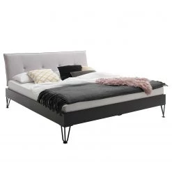 Meise.möbel Lit simple Boston III - Anthracite / Gris clair - Largeur : 187 cm - Forme en U
