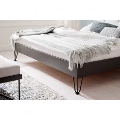 Meise.möbel Lit simple Boston III - Anthracite / Gris clair - Largeur : 187 cm - Forme en U -Lits & literie Soldes 1000224780 200918 13320000193 MOOD DETAILS P000000001000224780 mood