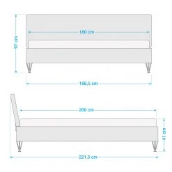 Meise.möbel Lit simple Boston III - Anthracite / Gris clair - Largeur : 187 cm - Forme en U -Lits & literie Soldes 1000224780 200921 11534800017 SKETCH DETAILS P000000001000224780 sketch