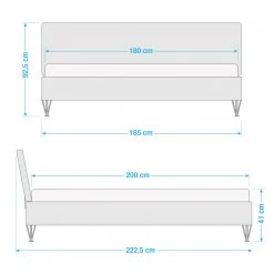 Meise.möbel Lit simple Boston I - Anthracite / Gris clair - Largeur : 185 cm - Forme en U -Lits & literie Soldes 1000224783 200921 11535100020 SKETCH DETAILS P000000001000224783 sketch