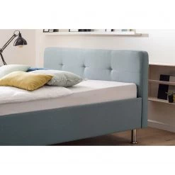 Meise.möbel Lit capitonné Amelie - Bleu glacier - 140 x 200cm - Chrome brillant -Lits & literie Soldes 1000226175 200924 12211000025 MOOD DETAILS P000000001000226175 mood